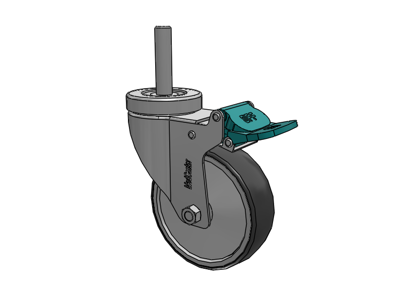 Stainless Steel Hospital Threaded Stem Caster with 4 x 1.25 Thermoplastic Rubber Wheel and Directional Lock Brake