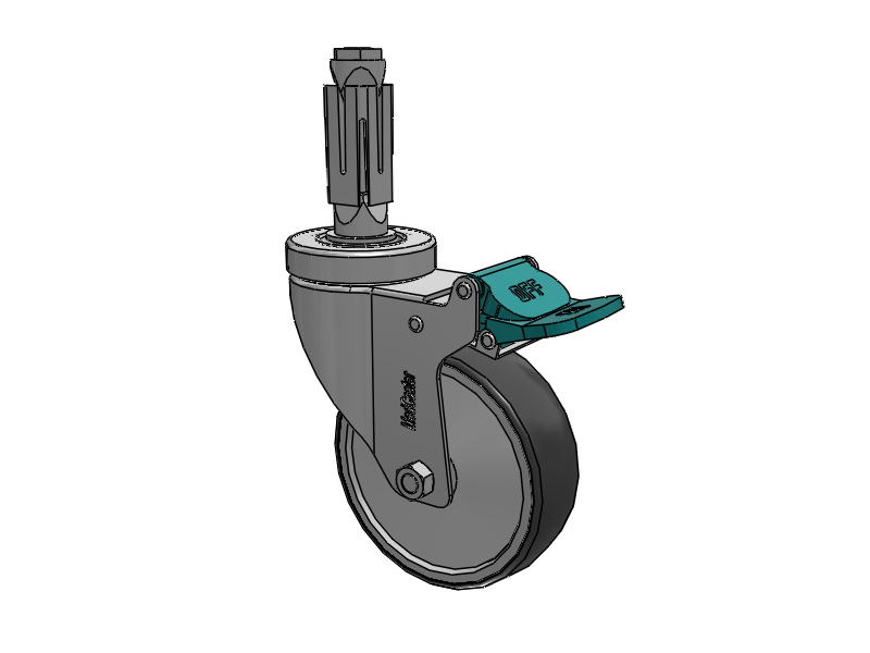 Stainless Steel Hospital Square Nylon Expanding Adapters Caster with 4 x 1.25 Thermoplastic Rubber Wheel Directional Lock