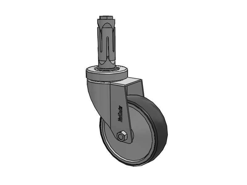 Stainless Steel Hospital Round Nylon Expanding Adapters Caster with 4 x 1.25 Thermoplastic Rubber Wheel