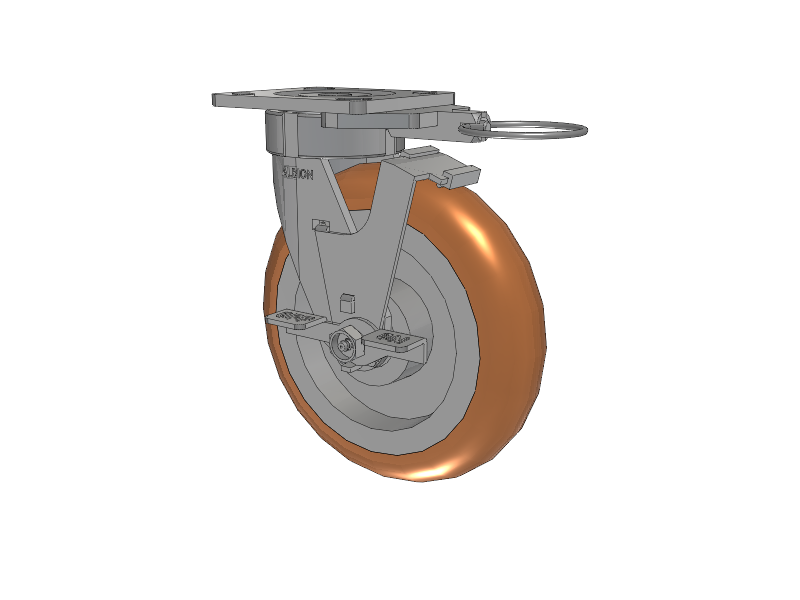 18 Series Top Plate Swivel Caster with 8 x 2 Butterscotch Tread on Aluminum Core PM - Round Polyurethane (Aluminum Core) Wheel and Face Brake