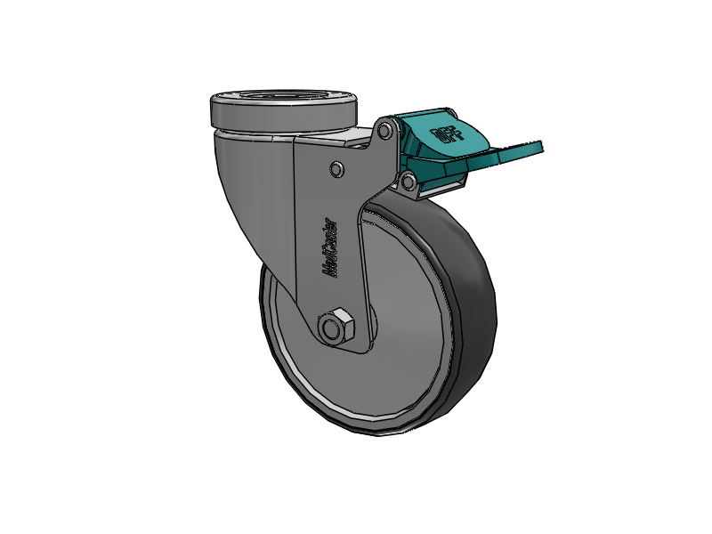 Stainless Steel Hospital Hollow Kingpin Caster with 4 x 1.25 Thermoplastic Rubber Wheel and Directional Lock Brake
