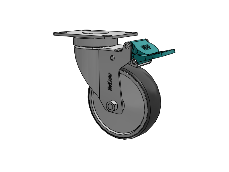 Stainless Steel Hospital Top Plate Swivel Caster with 4 x 1.25 Thermoplastic Rubber Wheel and Directional Lock Brake
