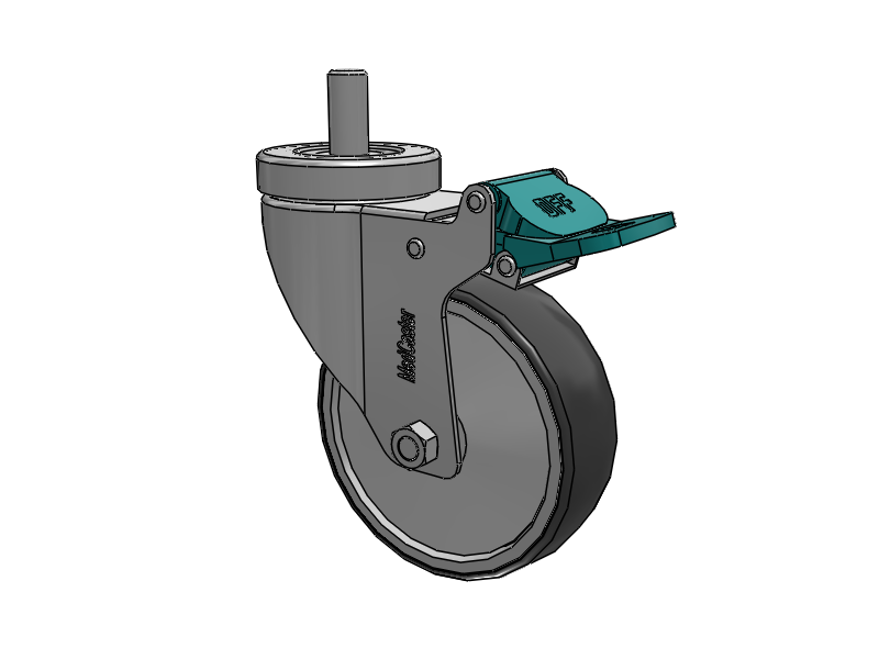 Stainless Steel Hospital Threaded Stem Caster with 4 x 1.25 Thermoplastic Rubber Wheel and Directional Lock Brake