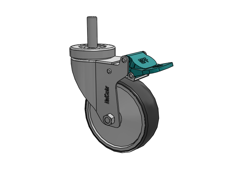 Stainless Steel Hospital Threaded Stem Caster with 4 x 1.25 Thermoplastic Rubber Wheel and Directional Lock Brake