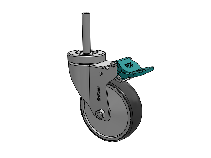 Stainless Steel Hospital Threaded Stem Caster with 4 x 1.25 Thermoplastic Rubber Wheel and Directional Lock Brake