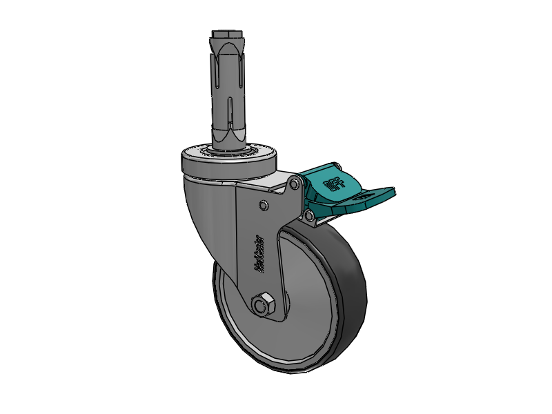 Stainless Steel Hospital Round Nylon Expanding Adapters Caster with 4 x 1.25 Thermoplastic Rubber Wheel Directional Lock