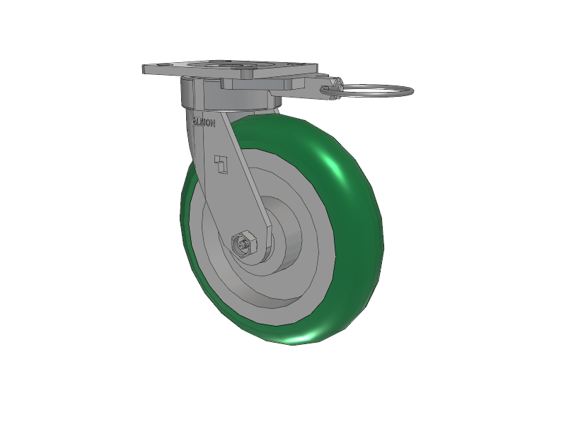 18 Series Top Plate Swivel Caster with 8 x 2 Green Tread on Aluminum Core PM - Round Polyurethane (Aluminum Core) Wheel