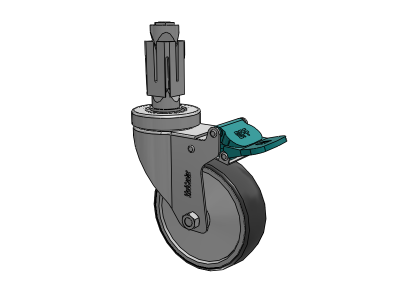 Stainless Steel Hospital Square Nylon Expanding Adapters Caster with 4 x 1.25 Thermoplastic Rubber Wheel Directional Lock