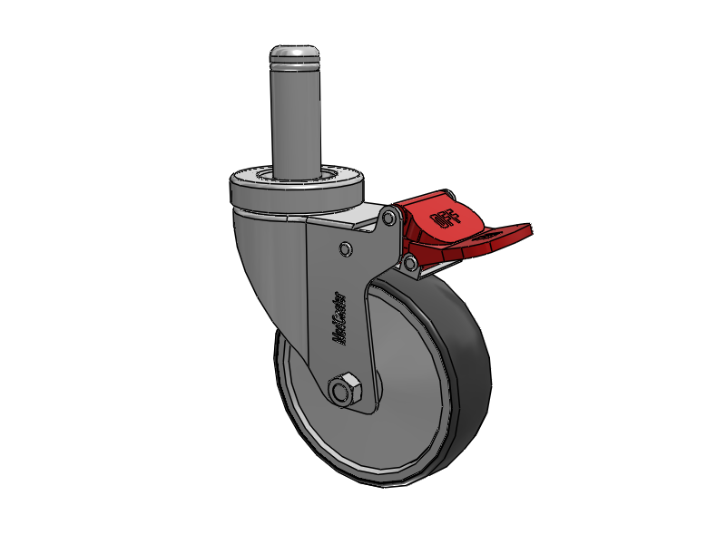 Stainless Steel Hospital Grip Ring Stem Caster with 4 x 1.25 Thermoplastic Rubber Wheel and Total Lock Brake