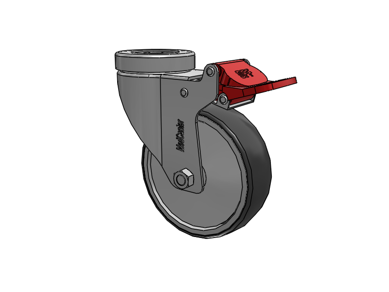 Stainless Steel Hospital Hollow Kingpin Caster with 4 x 1.25 Thermoplastic Rubber Wheel and Total Lock Brake
