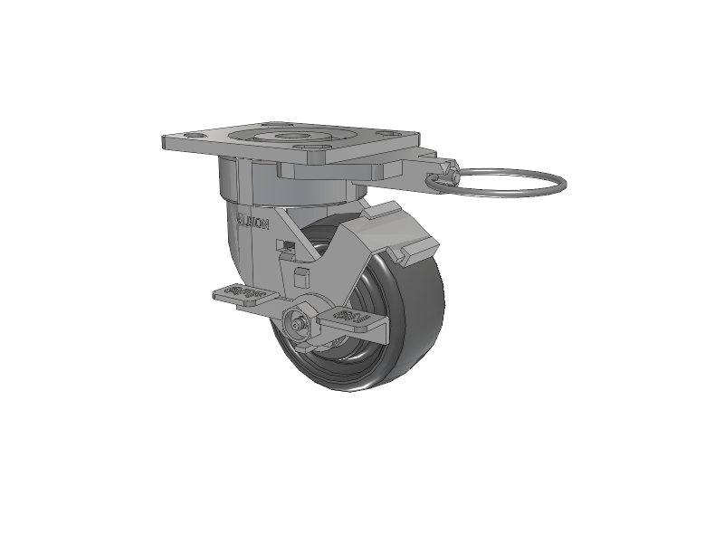 18 Series Top Plate Swivel Caster with 4 x 2 Grey Elastomer SE - Solid Elastomer Wheel and Face Brake