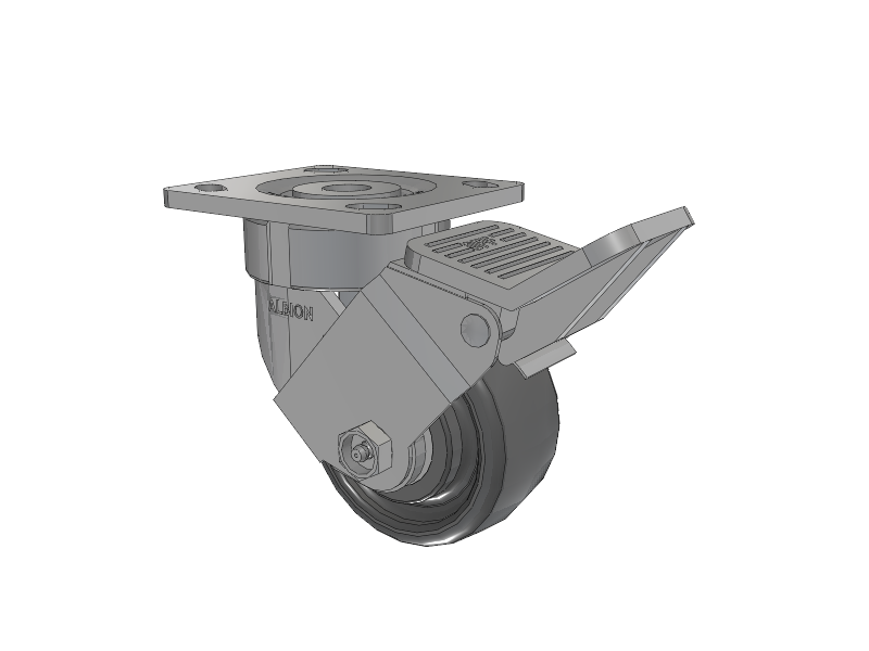 18 Series Top Plate Swivel Caster with 4 x 2 Grey Elastomer SE - Solid Elastomer Wheel and Face Brake