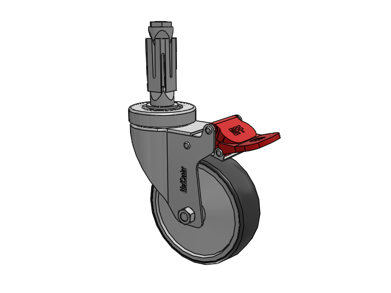 Stainless Steel Hospital Square Nylon Expanding Adapters Caster with 4 x 1.25 Thermoplastic Rubber Wheel Total Lock