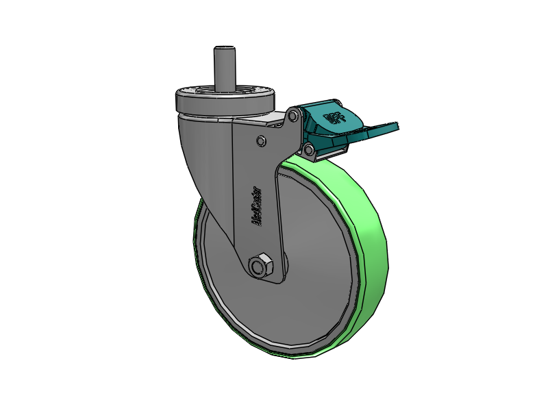 Stainless Steel Hospital Threaded Stem Caster with 5 x 1.25 Antimicrobial Rubber Wheel and Directional Lock Brake