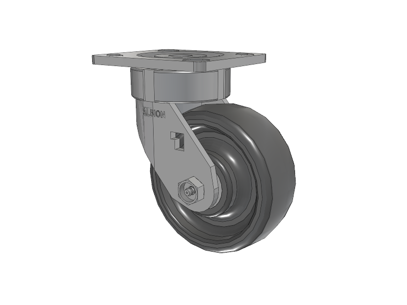 18 Series Top Plate Swivel Caster with 5 x 2 Grey Elastomer SE - Solid Elastomer Wheel