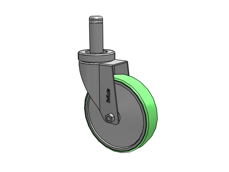 Stainless Steel Hospital Grip Ring Stem Caster with 5 x 1.25 Antimicrobial Rubber Wheel