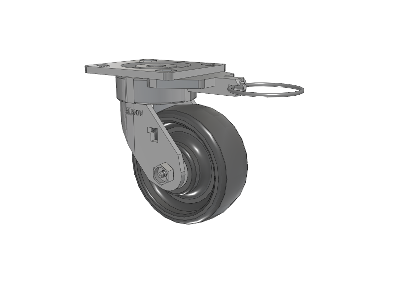 18 Series Top Plate Swivel Caster with 5 x 2 Grey Elastomer SE - Solid Elastomer Wheel