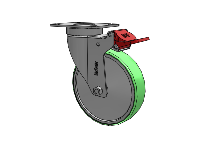Stainless Steel Hospital Top Plate Swivel Caster with 5 x 1.25 Antimicrobial Rubber Wheel and Total Lock Brake