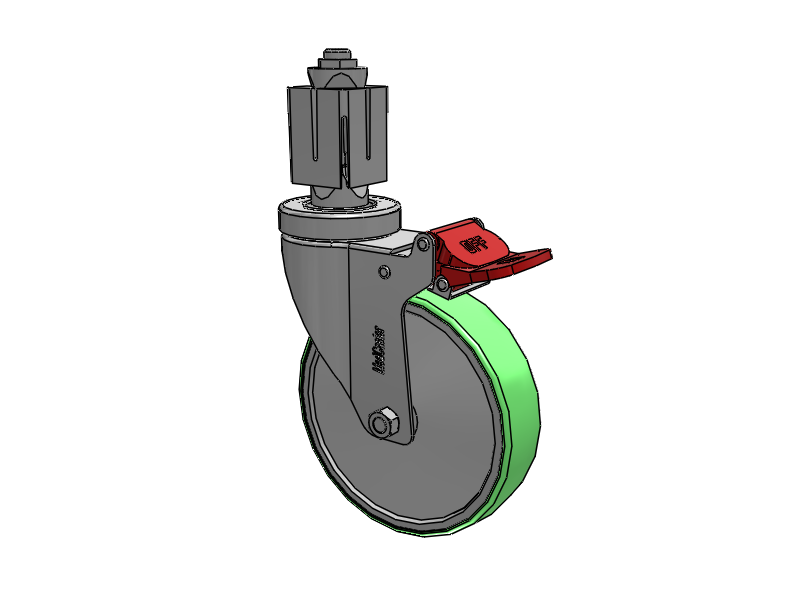 Stainless Steel Hospital Square Nylon Expanding Adapters Caster with 5 x 1.25 Antimicrobial Rubber Wheel Total Lock