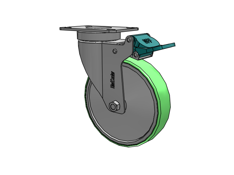 Stainless Steel Hospital Top Plate Swivel Caster with 5 x 1.25 Antimicrobial Rubber Wheel and Directional Lock Brake
