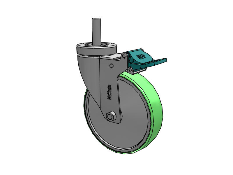 Stainless Steel Hospital Threaded Stem Caster with 5 x 1.25 Antimicrobial Rubber Wheel and Directional Lock Brake