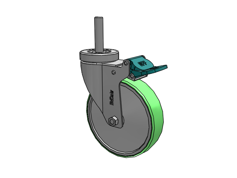 Stainless Steel Hospital Threaded Stem Caster with 5 x 1.25 Antimicrobial Rubber Wheel and Directional Lock Brake