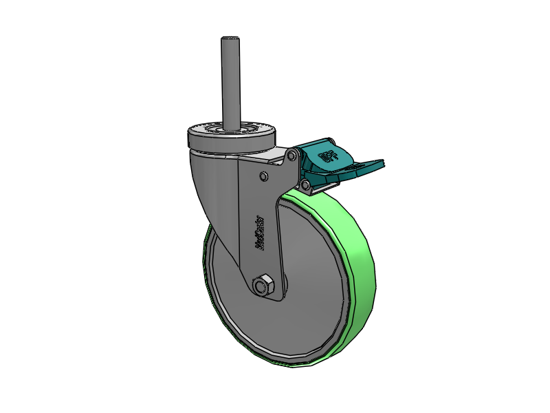 Stainless Steel Hospital Threaded Stem Caster with 5 x 1.25 Antimicrobial Rubber Wheel and Directional Lock Brake