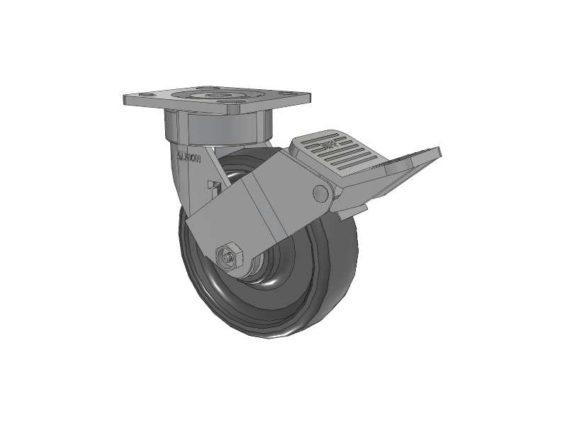 18 Series Top Plate Swivel Caster with 6 x 2 Grey Elastomer SE - Solid Elastomer Wheel and Face Brake