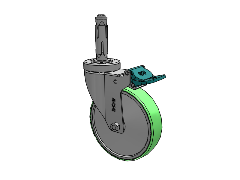 Stainless Steel Hospital Round Nylon Expanding Adapters Caster with 5 x 1.25 Antimicrobial Rubber Wheel Directional Lock