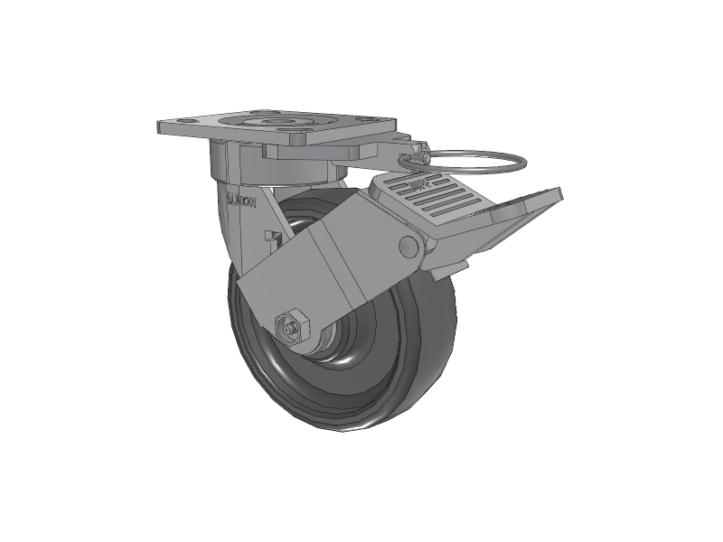 18 Series Top Plate Swivel Caster with 6 x 2 Grey Elastomer SE - Solid Elastomer Wheel and Face Brake