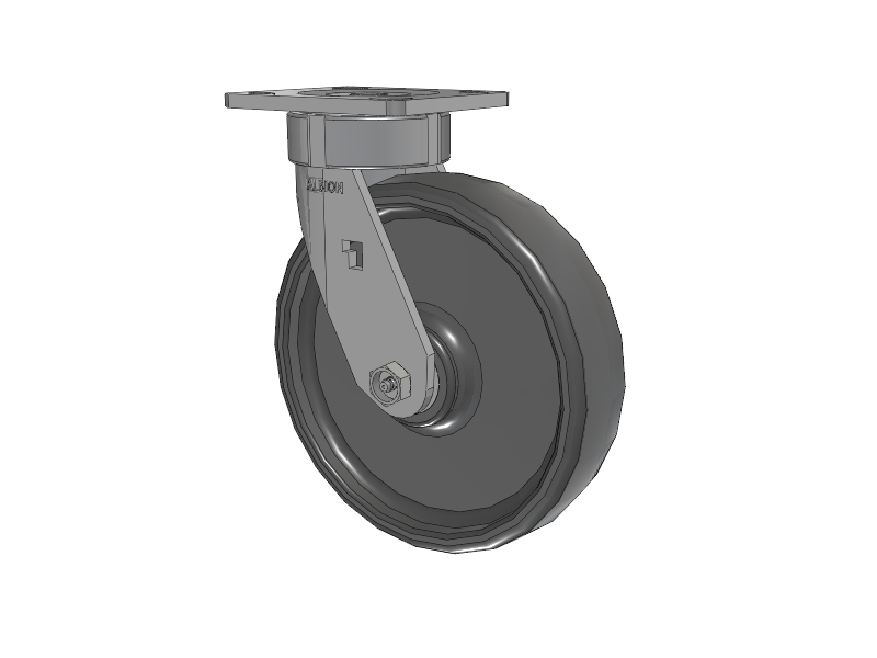 18 Series Top Plate Swivel Caster with 8 x 2 Grey Elastomer SE - Solid Elastomer Wheel