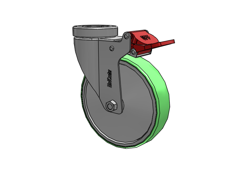 Stainless Steel Hospital Hollow Kingpin Swivel Caster with 5 x 1.25 Antimicrobial Rubber Wheel and Total Lock Brake