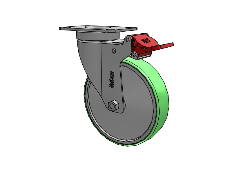 Stainless Steel Hospital Top Plate Swivel Caster with 5 x 1.25 Antimicrobial Rubber Wheel and Total Lock Brake