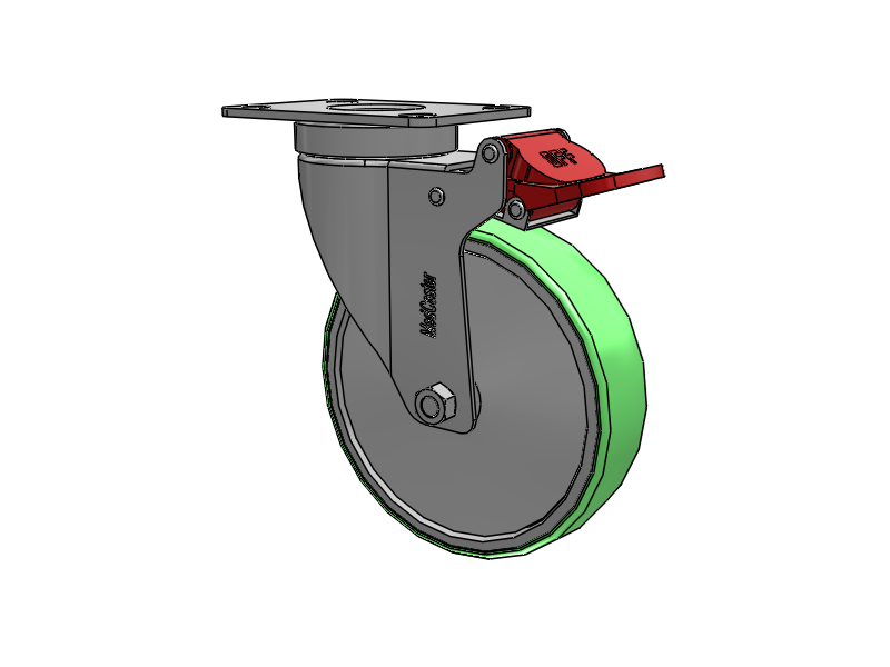 Stainless Steel Hospital Top Plate Swivel Caster with 5 x 1.25 Antimicrobial Rubber Wheel and Total Lock Brake