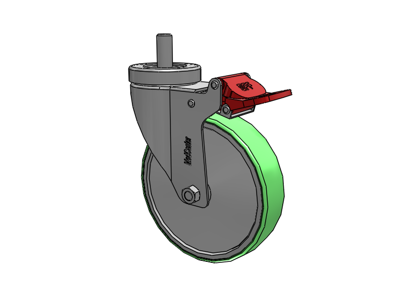 Stainless Steel Hospital Threaded Stem Caster with 5 x 1.25 Antimicrobial Rubber Wheel and Total Lock Brake