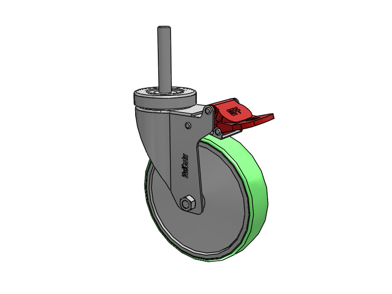 Stainless Steel Hospital Threaded Stem Caster with 5 x 1.25 Antimicrobial Rubber Wheel and Total Lock Brake