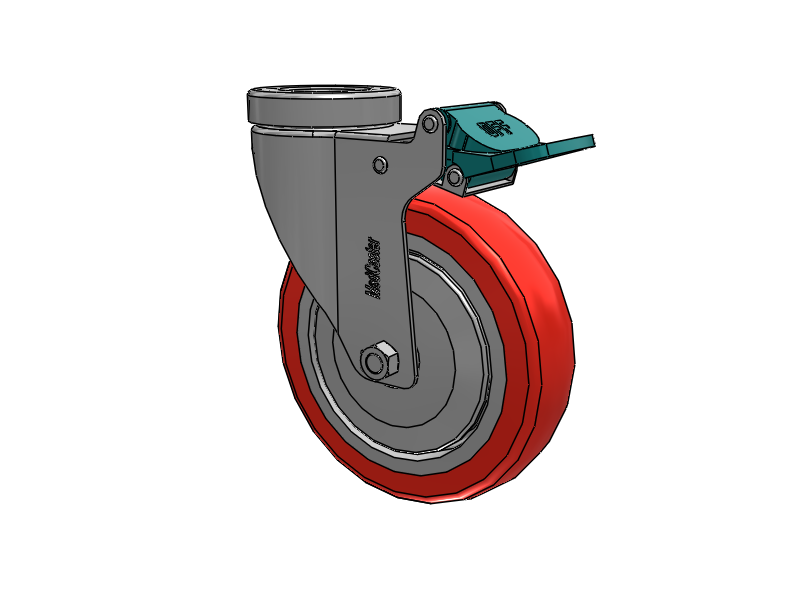 Stainless Steel Hospital Hollow Kingpin Caster with 5 x 1.25 High-Temp Thermal Rubber Wheel and Directional Lock Brake
