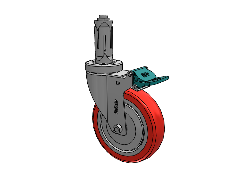 Stainless Steel Hospital Round Nylon Expanding Adapters Caster with 5 x 1.25 High-Temp Thermal Rubber Wheel Directional Lock