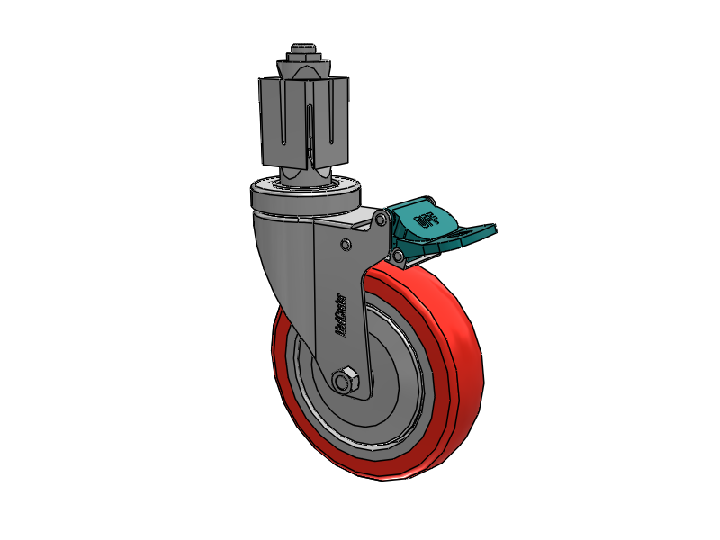 Stainless Steel Hospital Square Nylon Expanding Adapters Caster with 5 x 1.25 High-Temp Thermal Rubber Wheel Directional Lock