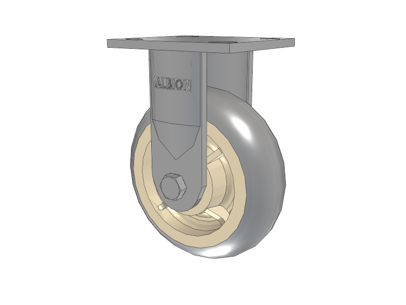 18 Series Top Plate Rigid Caster with 6 x 2 Grey Tread on Grey Core XR - Performa - Prevenz Antimicrobial Wheel