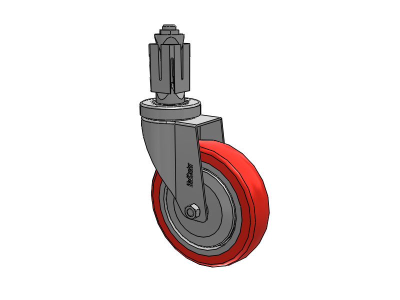 Stainless Steel Hospital Square Nylon Expanding Adapters Caster with 5 x 1.25 High-Temp Thermal Rubber Wheel