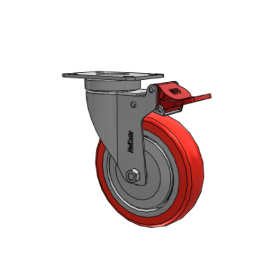 Stainless Steel Hospital Top Plate Swivel Caster with 5 x 1.25 High-Temp Thermal Rubber Wheel and Total Lock Brake