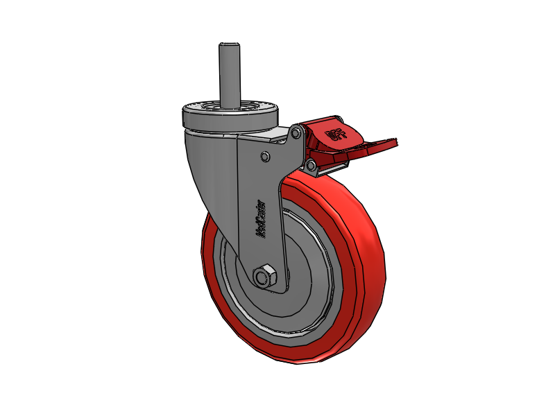 Stainless Steel Hospital Threaded Stem Caster with 5 x 1.25 High-Temp Thermal Rubber Wheel and Total Lock Brake