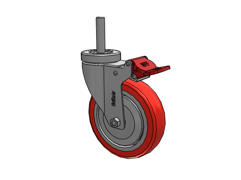 Stainless Steel Hospital Threaded Stem Caster with 5 x 1.25 High-Temp Thermal Rubber Wheel and Total Lock Brake