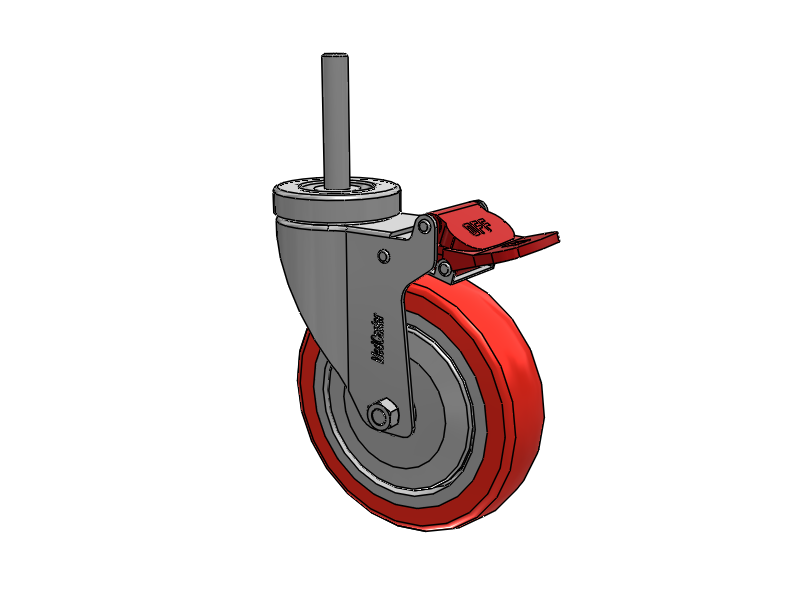 Stainless Steel Hospital Threaded Stem Caster with 5 x 1.25 High-Temp Thermal Rubber Wheel and Total Lock Brake
