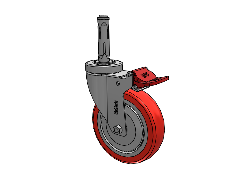 Stainless Steel Hospital Round Nylon Expanding Adapters Caster with 5 x 1.25 High-Temp Thermal Rubber Wheel Total Lock