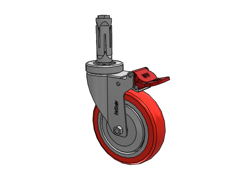 Stainless Steel Hospital Round Nylon Expanding Adapters Caster with 5 x 1.25 High-Temp Thermal Rubber Wheel Total Lock