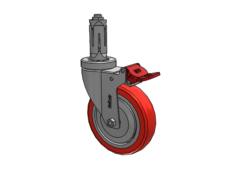 Stainless Steel Hospital Round Nylon Expanding Adapters Caster with 5 x 1.25 High-Temp Thermal Rubber Wheel Total Lock