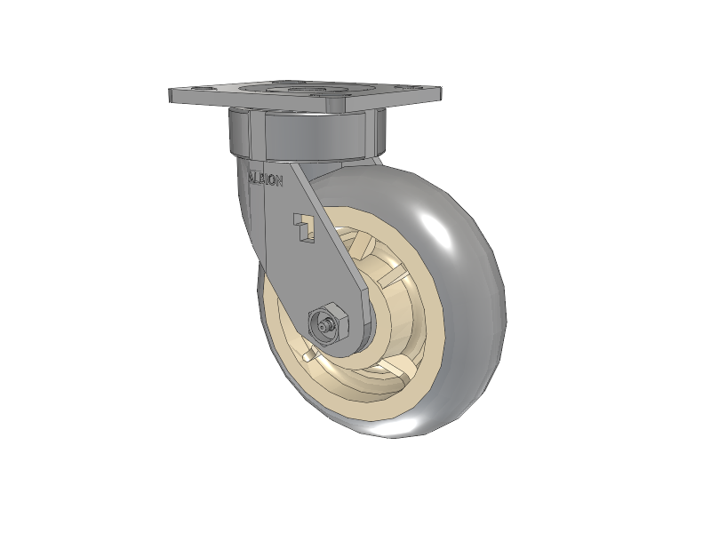 18 Series Top Plate Swivel Caster with 6 x 2 Grey Tread on Grey Core XR - Performa - Prevenz Antimicrobial Wheel
