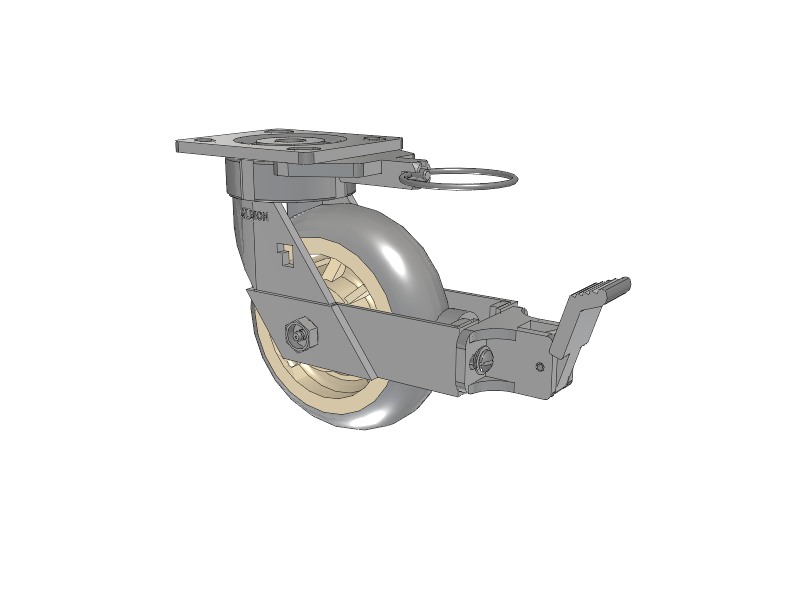 18 Series Top Plate Swivel Caster with 6 x 2 Grey Tread on Grey Core XR - Performa - Prevenz Antimicrobial Wheel and Face Brake